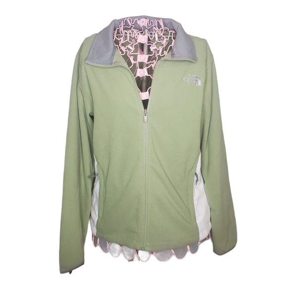 The North Face Light Green Fleece Full Zip Jacket Women's Large Sage Green